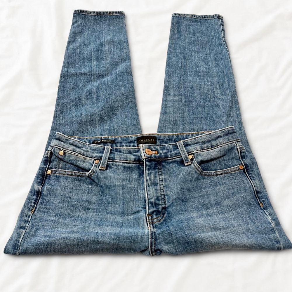 Talbots Slim Ankle Jeans Medium Wash Blue Denim Mid Rise Size 8